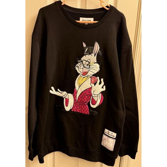 Reason USA XX Bugs Bunny Rabbit Ruby Gem Black‎ Crewneck Sweatshirt size 2XL NWT